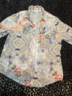 Chico’s 100% Linen Floral Paisley Button-Up Shirt